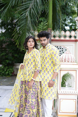 Couple Matching Kurta and Lehenga