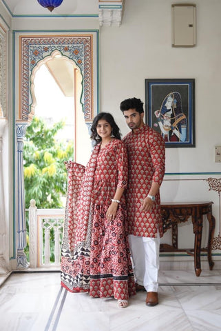 Couple Matching Kurta and Lehenga