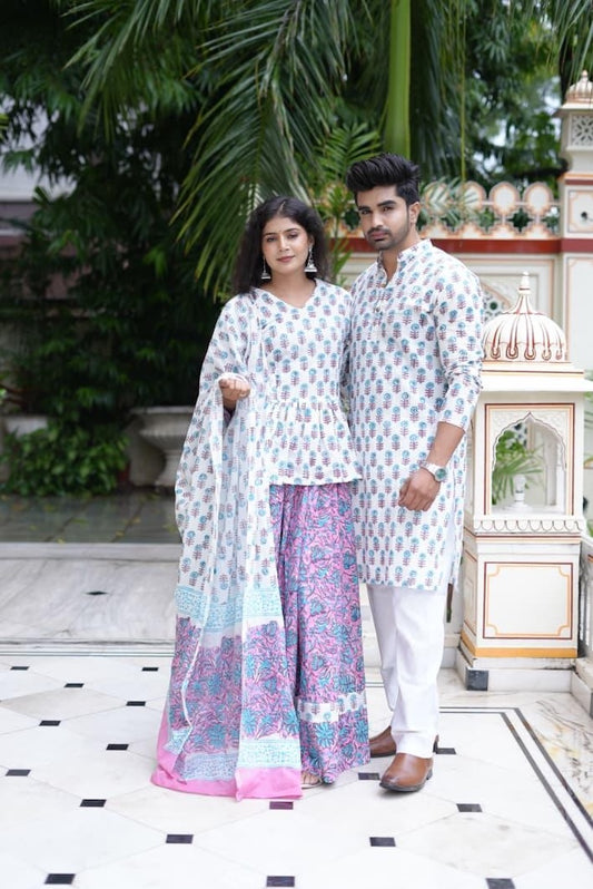 Couple Matching Kurta and Lehenga