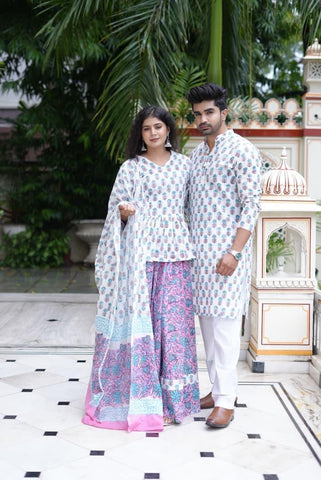 Couple Matching Kurta and Lehenga