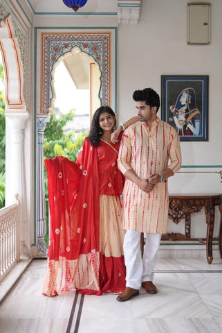 Couple Matching Kurta and Lehenga