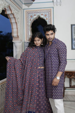 Couple Matching Kurta and Lehenga