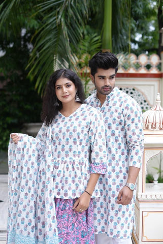 Couple Matching Kurta and Lehenga