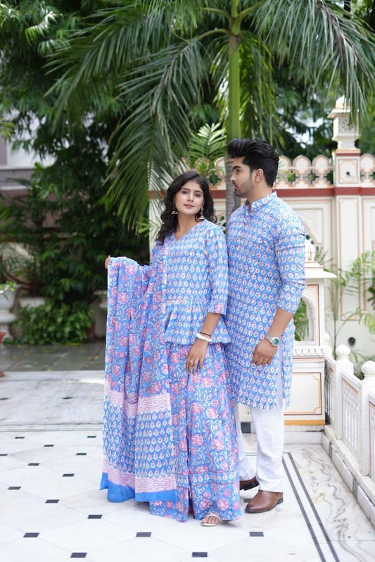 Couple Matching Kurta and Lehenga