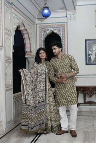 Couple Matching Kurta and Lehenga