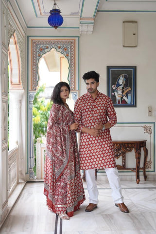 Couple Matching Kurta and Lehenga