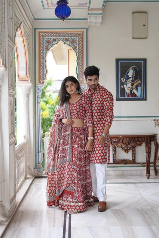 Couple Matching Kurta and Lehenga
