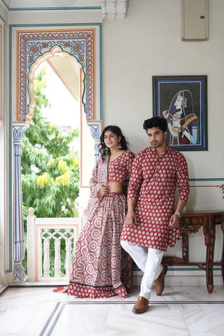 Couple Matching Kurta and Lehenga
