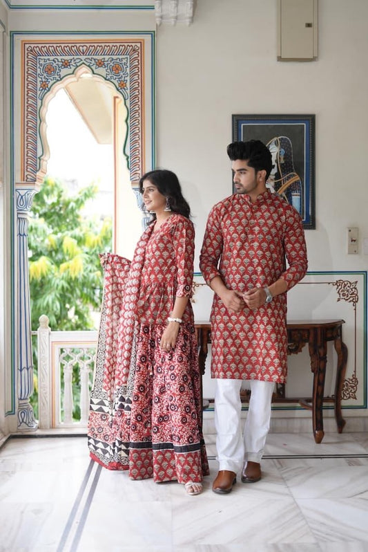 Couple Matching Kurta and Lehenga