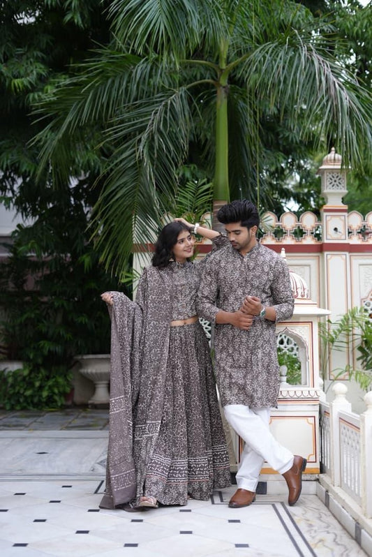 Couple Matching Kurta and Lehenga