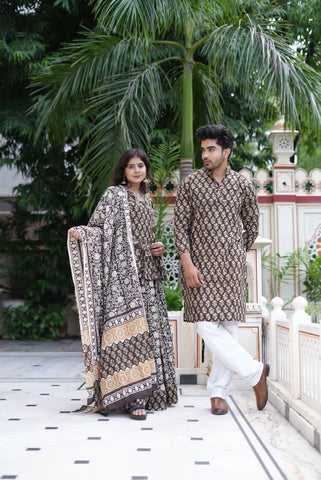 Couple Matching Kurta and Lehenga