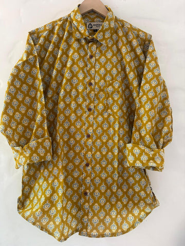 Floral Print Casual Shirt for Men By Kartikeya Jaipur - Mehendi