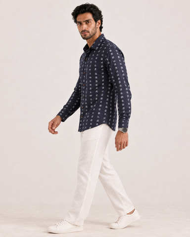 தமிழ் எழுத்து  Full Sleeve Tamil Classic Cotton Organic Shirt for Men- Black