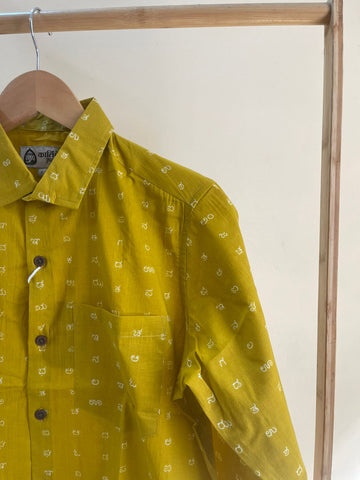 Classic Kannada Alphabets Print Cotton Men's Full Sleeve Shirt