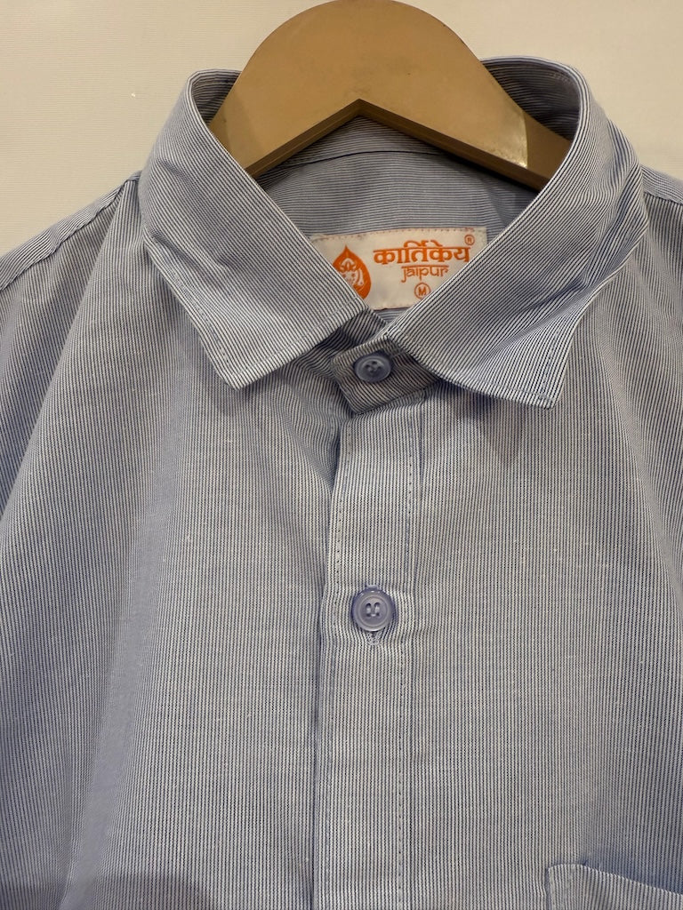 Classic Blue Giza Premium Cotton Shirt for Men