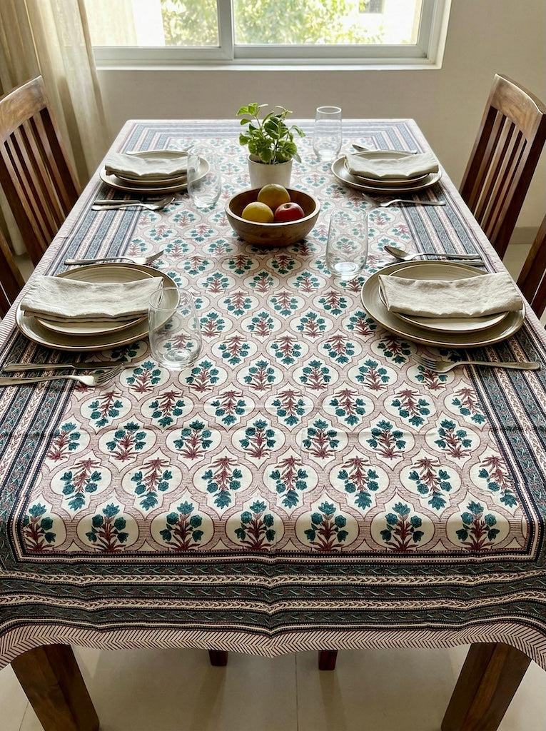 Jaipuri Printed Premium Dinning Table Cover For 6 Seater