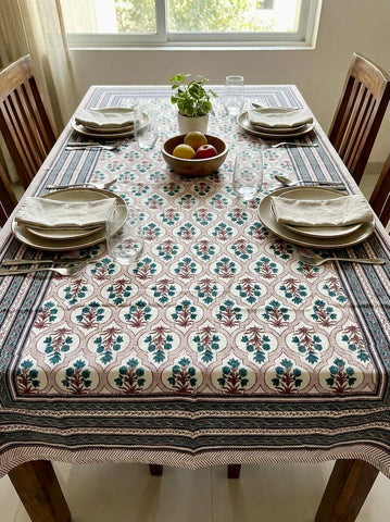 Jaipuri Printed Premium Dinning Table Cover For 6 Seater