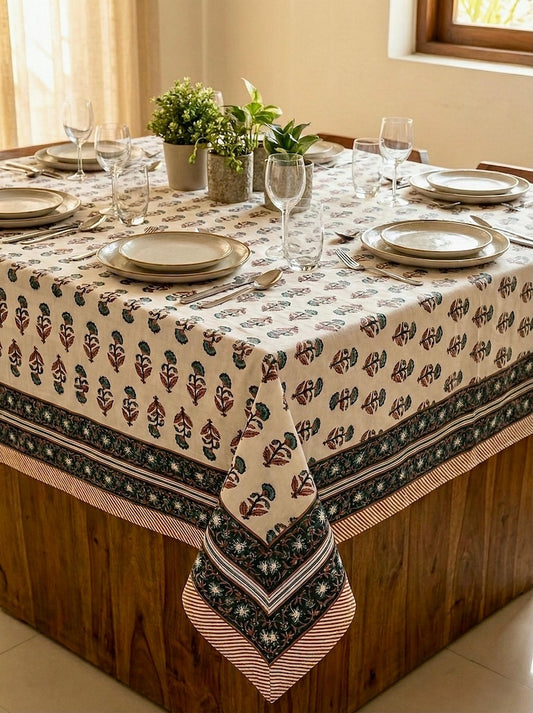 Jaipuri Printed Premium Dinning Table Cover For 6 Seater