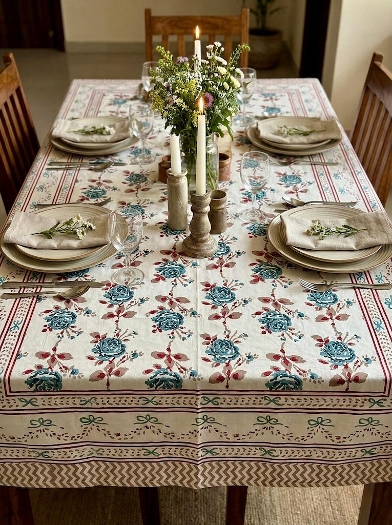 Jaipuri Printed Premium Dinning Table Cover For 6 Seater