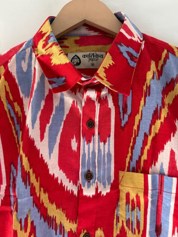 Ikat Print Vintage Cotton Shirt For Men
