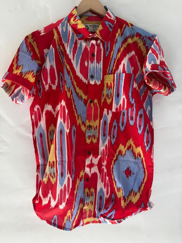 Ikat Print Vintage Cotton Shirt For Men
