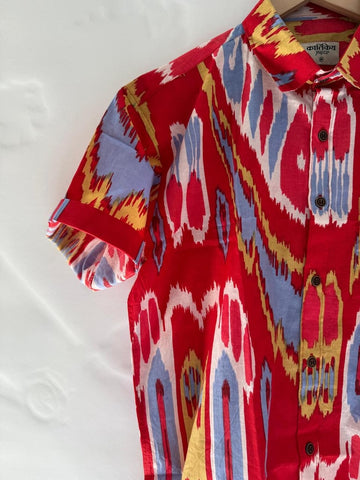 Ikat Print Vintage Cotton Shirt For Men