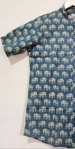 Small Elephant Print Cotton Shirt For Mens - Grey