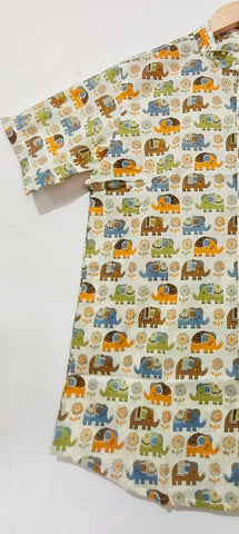 Vintage Elephant Print Cotton Shirt For Mens