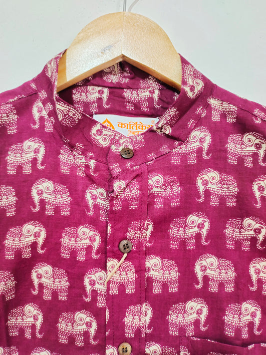 Kartikeya Jaipur  Elephant Print Cotton Shirt For Mens