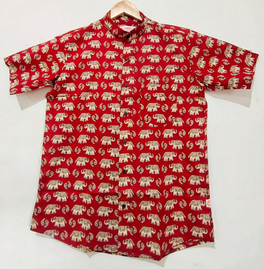 Kartikeya Jaipur Elephant Print Cotton Shirt For Mens