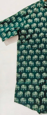 Traditional Elephant Print Cotton Shirt For Mens