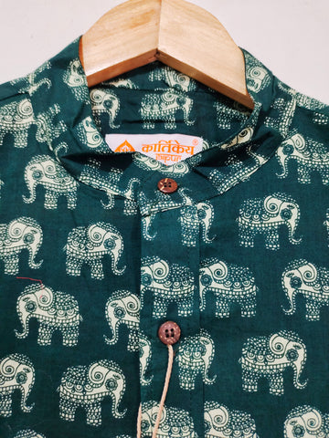 Traditional Elephant Print Cotton Shirt For Mens