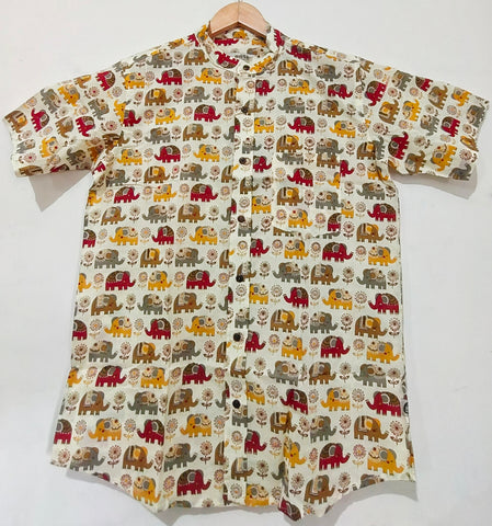 Kartikeya Jaipur Elephant Print Cotton Shirt For Mens