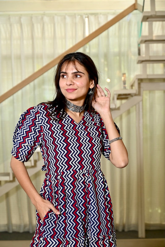 Hand Block Printed One  Piece Dress