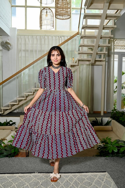 Hand Block Printed One  Piece Dress
