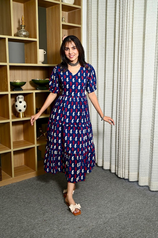 Hand Block Printed One  Piece Dress