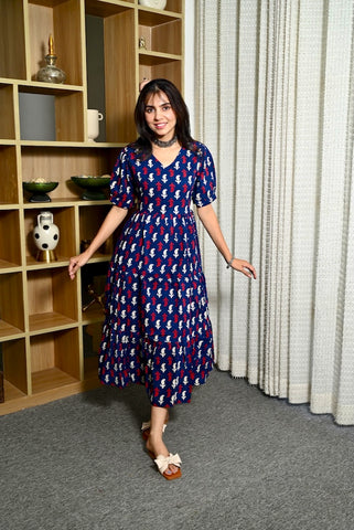Hand Block Printed One  Piece Dress