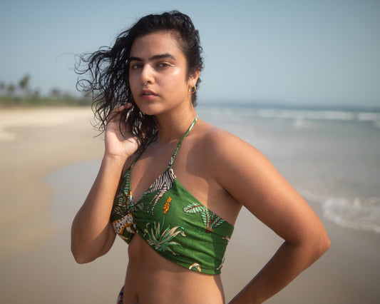 Jungle Print Cotton Padded Lace Bralette