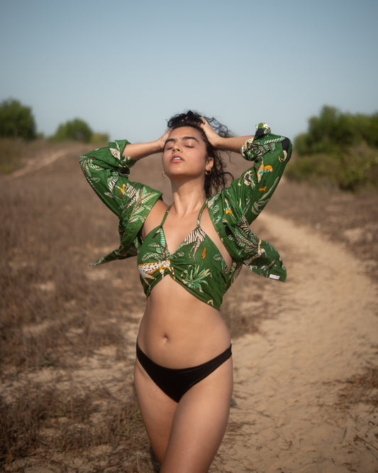 Green Jungle Vintage Shirt & Bralette Combo Set X RHEA