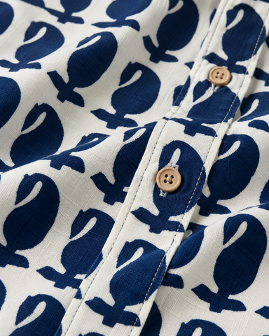 Organic Block Printed Indigo Cotton Mens Shirts