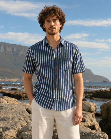 Classic Indigo Organic Half Sleeves Shirt For Men