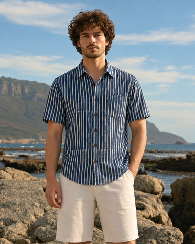 Classic Indigo Organic Half Sleeves Shirt For Men
