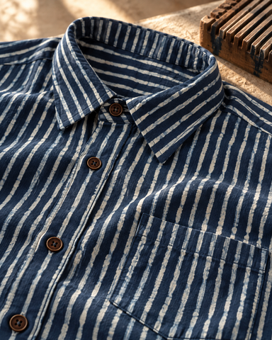 Classic Indigo Organic Half Sleeves Shirt For Men