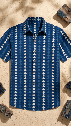 Kartikeya Jaipur Natural Print Indigo Shirt - Limited Edition