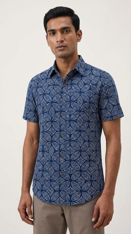 Kartikeya Jaipur Natural Print Indigo Shirt - Limited Edition