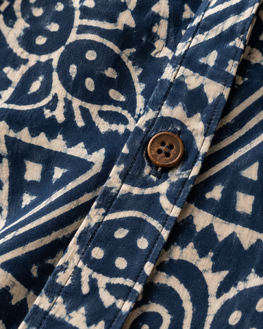Natural Indigo Print Organic Cotton Half Shirt For Womens - Limited Edition ( Pre book dispatch by 7th OCT )