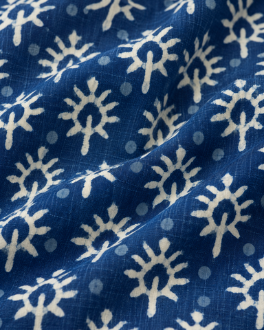 Kartikeya Jaipur Natural Print Indigo Half Sleeves Shirt -Organic ( Pre Book - Dispatch by 6TH NOV  )