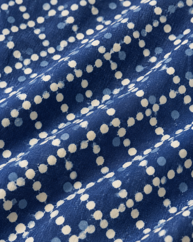 Kartikeya Jaipur Natural Print Indigo Half Sleeves Shirt -Organic ( Pre Book - Dispatch by 6TH NOV  )