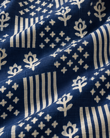 Kartikeya Jaipur Natural Print Indigo Full Sleeves Shirt -Organic ( Pre Book - Dispatch by 5TH NOV )