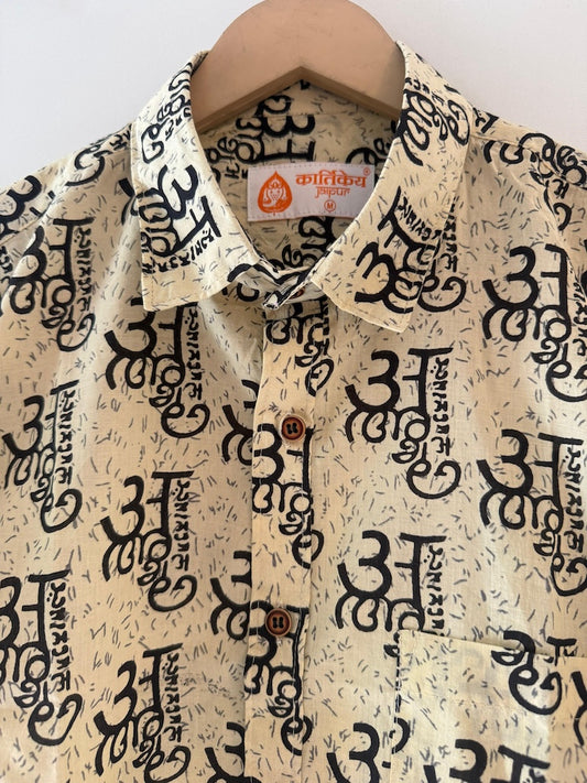 अक्षरमाला Cotton Half Sleeve Shirt for Men - Black